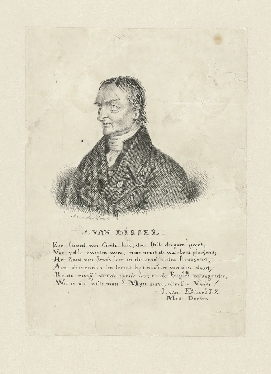 Portret van Johan van Dissel by Abram van der Horn, drawing, 1792-1867