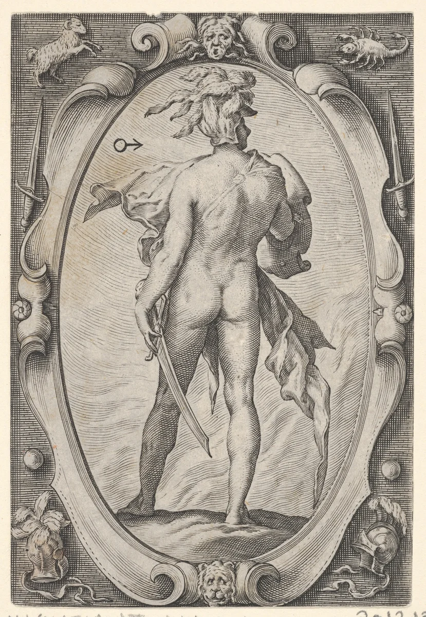 Mars, from "The Planets" by Jacob Matham, print, 1592-1602
