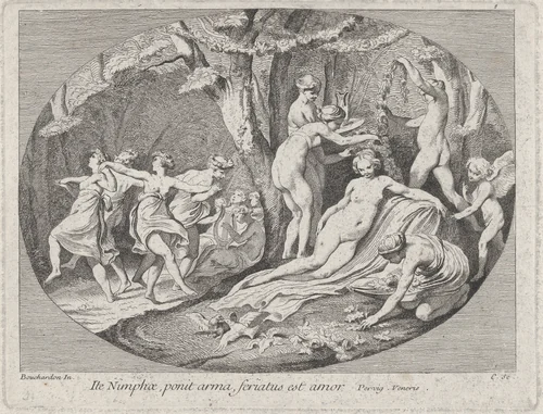 Venus with Nymphs by Anne Claude Philippe de Tubières, print, 1725-1765