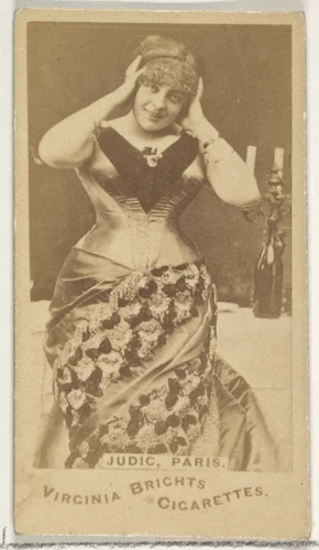 Judic, Paris, from the Actors and Actresses series (N45, Type 1) for Virginia Brights Cigarettes by Allen & Ginter, photograph, 1885-1891
