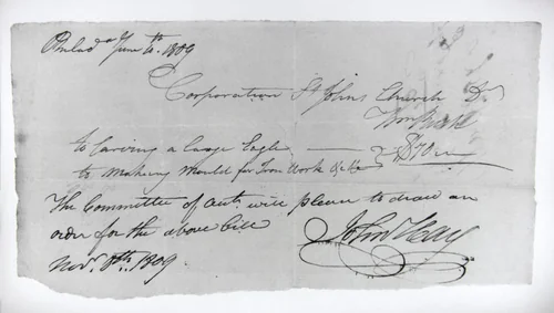 Bill of Sale by William Rush, artwork, 1809-1811