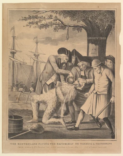 The Bostonians Paying the Excise-Man, or Tarring & Feathering by David Claypoole Johnston, print, 1830