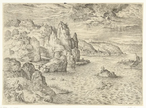 Hero en Leander by Unknown, print, 1551-1558