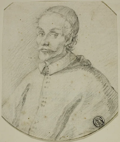 Portrait Bust of a Cardinal by Claude Mellan, drawing, 1618-1688