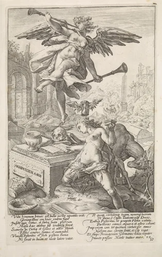 Allegorie met Faam en Historie by anonymous, print, 1645-1706
