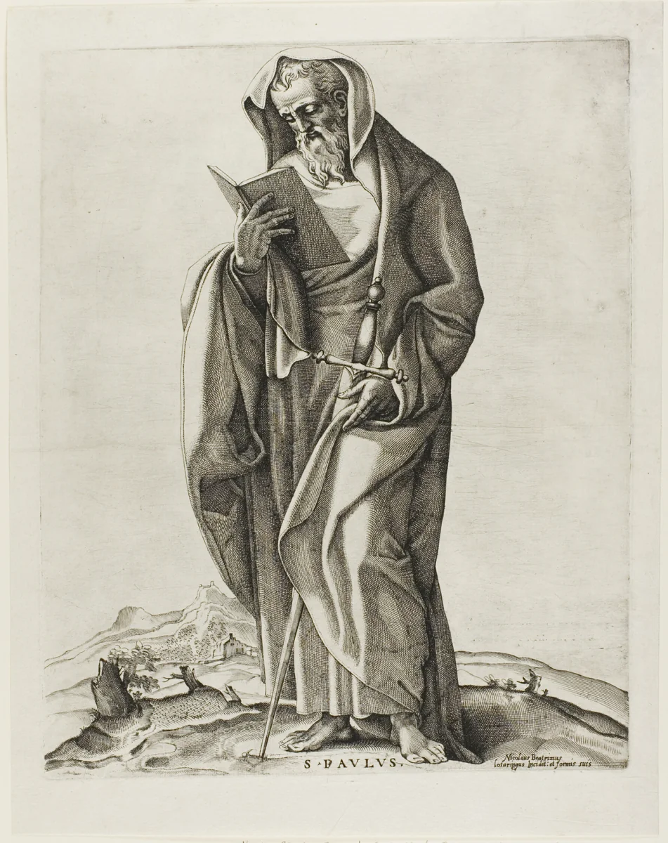 An Old Man Standing: Saint Paul by Nicolas Beatrizet, print, 1540-1550