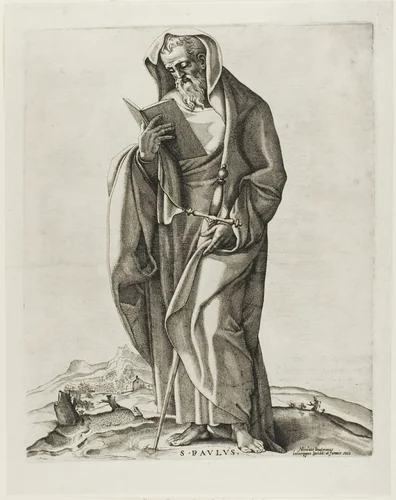 An Old Man Standing: Saint Paul by Nicolas Beatrizet, print, 1540-1550