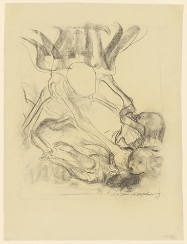 Death Seizes the Children (Tod greift in Kinderschar) by Käthe Kollwitz, drawing, 1934