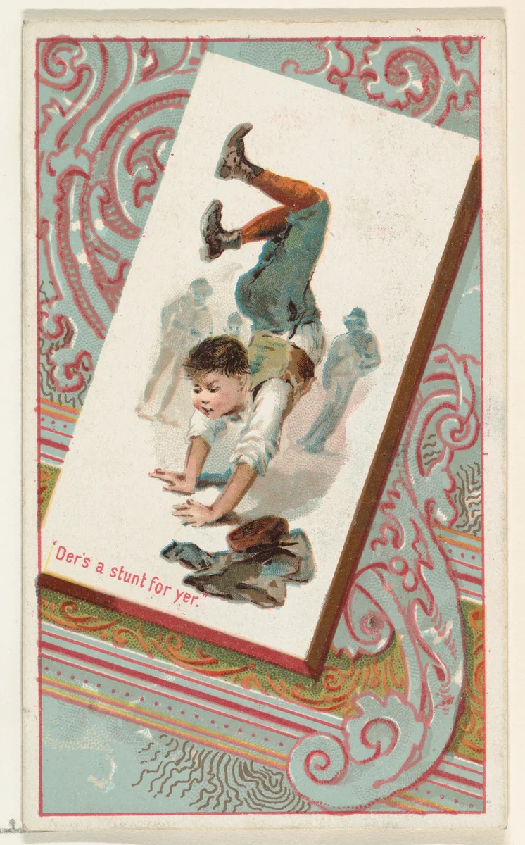 "Der's a stunt for yer," from the Terrors of America set (N136) issued by Duke Sons & Co. to promote Honest Long Cut Tobacco by W. Duke, Sons & Co., print, 1888-1889