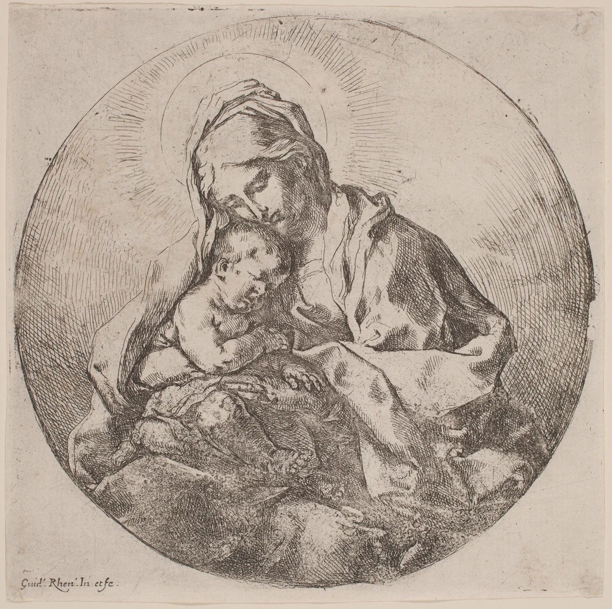 Virgin and Child by Guido Reni, print, 1575-1642