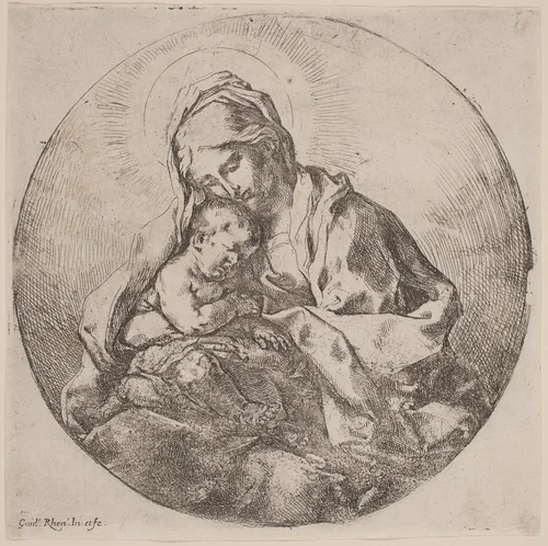 Virgin and Child by Guido Reni, print, 1575-1642