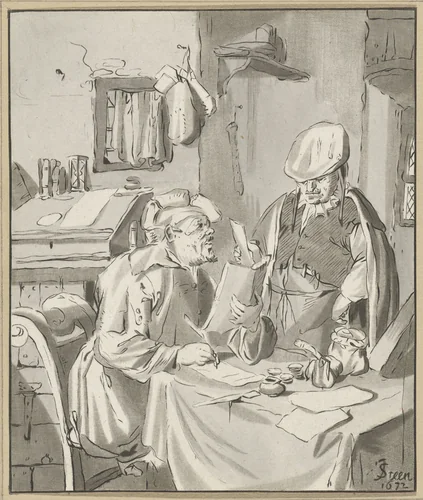 Schrijver van een brief by Cornelis Ploos van Amstel, print, 1777-1786