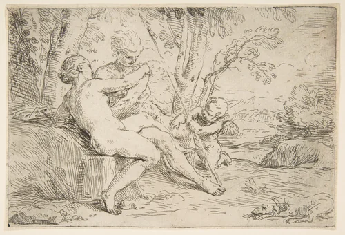 Venus and Adonis by Simone Cantarini, print, 1632-1642
