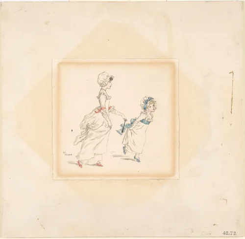 Woman and Child by Kate Greenaway, drawing, 1883