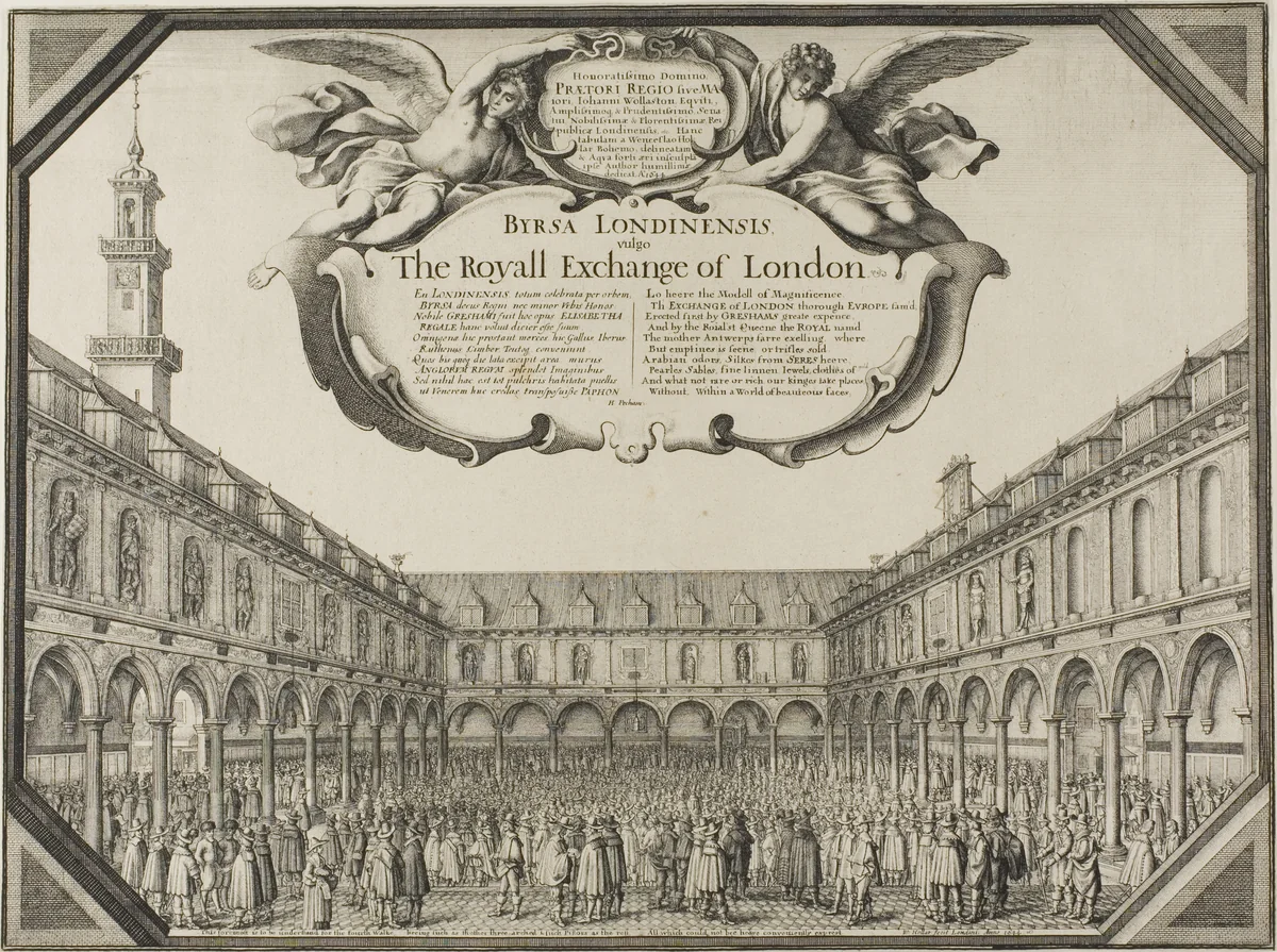 Royal Exchange by Wenceslaus Hollar, print, 1644