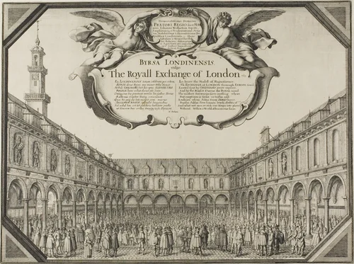 Royal Exchange by Wenceslaus Hollar, print, 1644