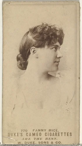 Card Number 770, Fanny Rice, from the Actors and Actresses series (N145-5) issued by Duke Sons & Co. to promote Cameo Cigarettes by W. Duke, Sons & Co., photograph, 1880-1889