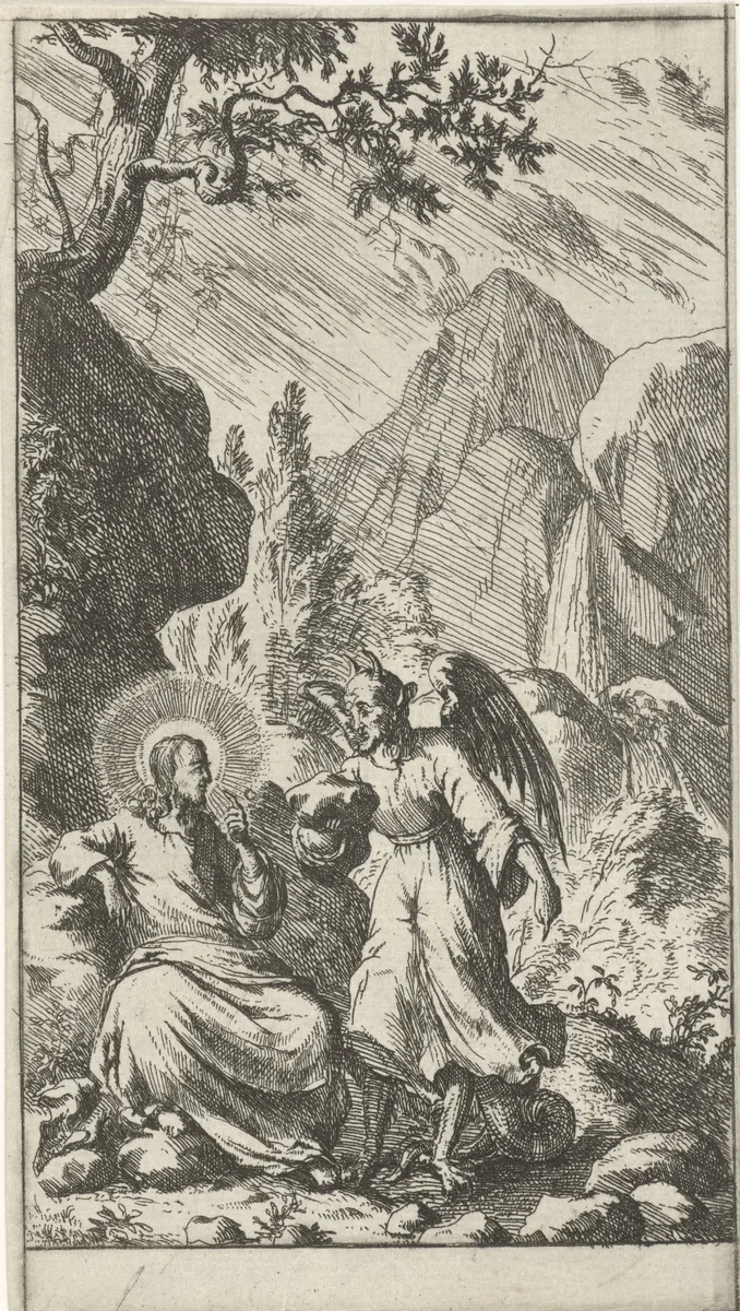 Verzoeking van Christus by anonymous, print, 1681-1762
