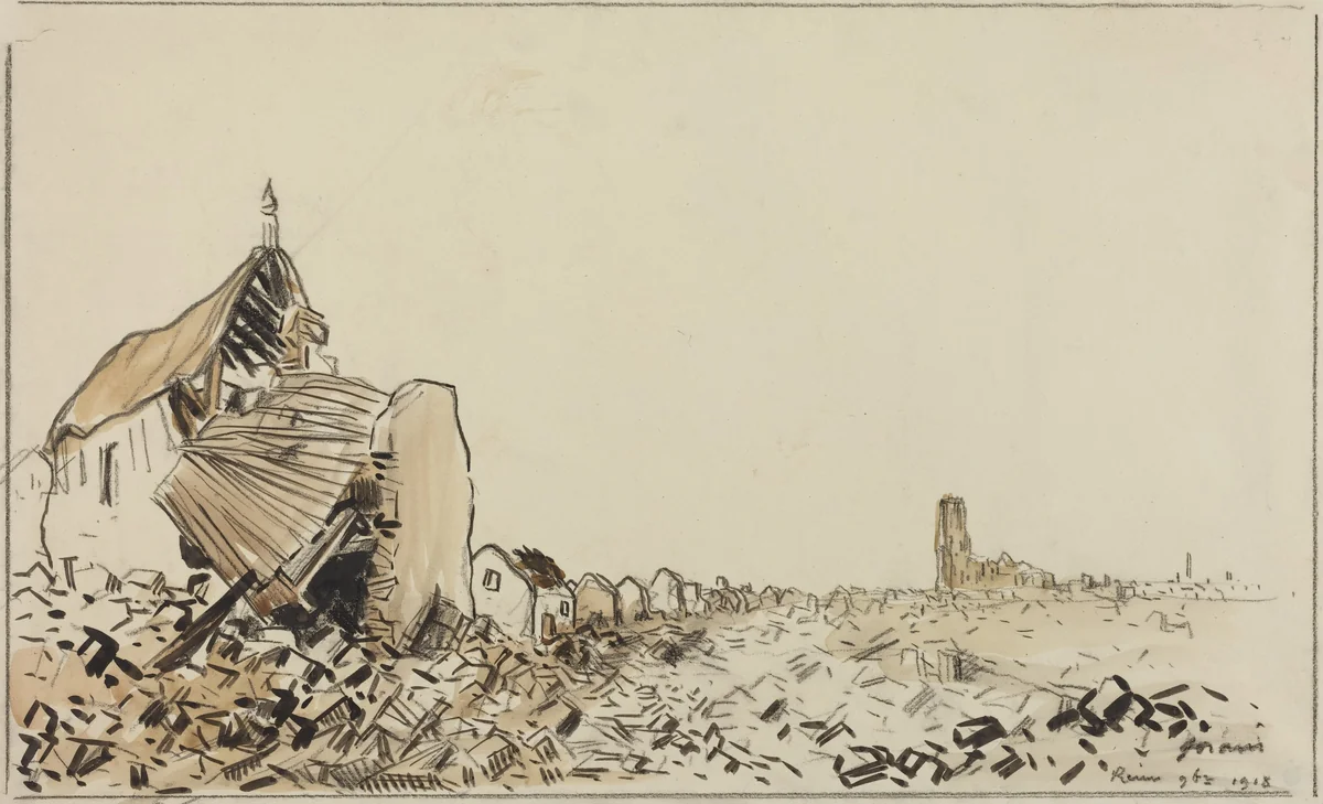 Reims 9bre 1918 by Jean-Louis Forain, drawing, 1918