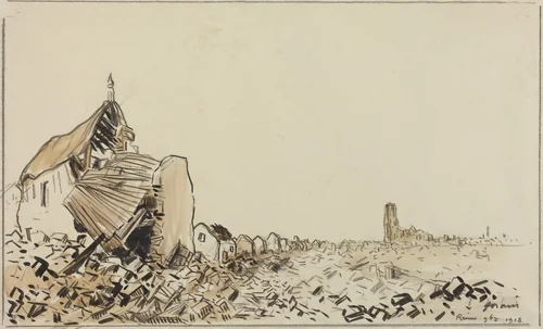 Reims 9bre 1918 by Jean-Louis Forain, drawing, 1918