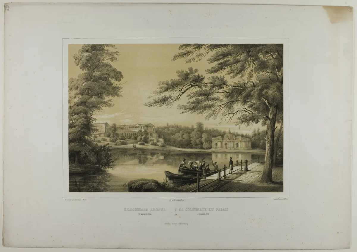 The Colonnade of the Tzarskoé-sélo Palace by C. Schultz, print, 1815-1825