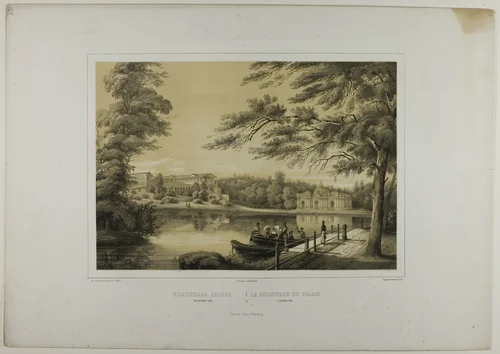 The Colonnade of the Tzarskoé-sélo Palace by C. Schultz, print, 1815-1825