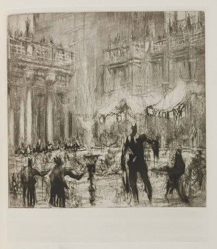 Herodias: Page 45, But now beginning at the farthest end of the banquet hall a murmur of surprise and admiration. A young girl began to enter by William Walcot, print, 1928