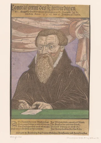 Portret van Gregor Sunderreitter by anonymous, print, 1585