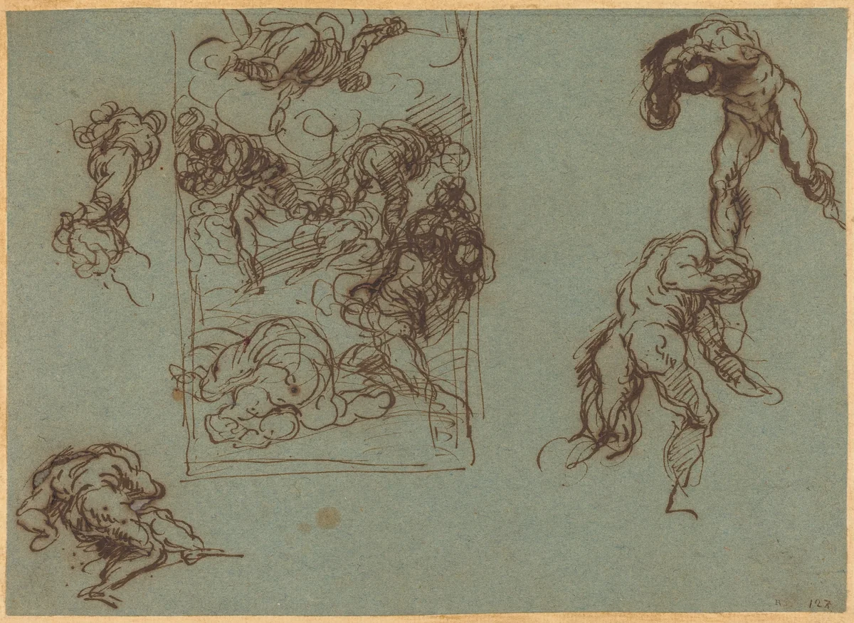 Figure Studies by Jacopo Palma il Giovane, drawing, 1548-1628