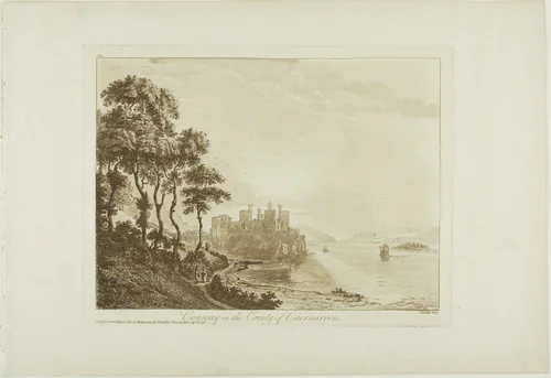 Conway in the County of Caernarvon, plate eleven from Twelve Views in North Wales by Paul Sandby, print, 1776