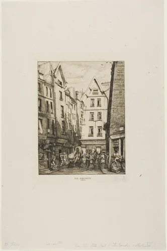 Rue Pirouette aux Halles, Paris by Charles Meryon, print, 1860