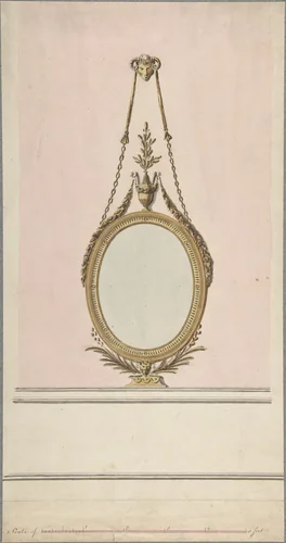 Design for an Oval Mirror by John Yenn, drawing, 1770-1821