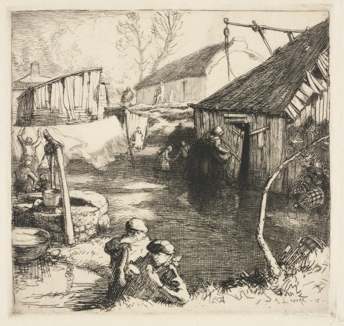 Fishermen's Quarters (Saint-Jean-de-Monts) by Auguste Louis Lepère, print, 1915