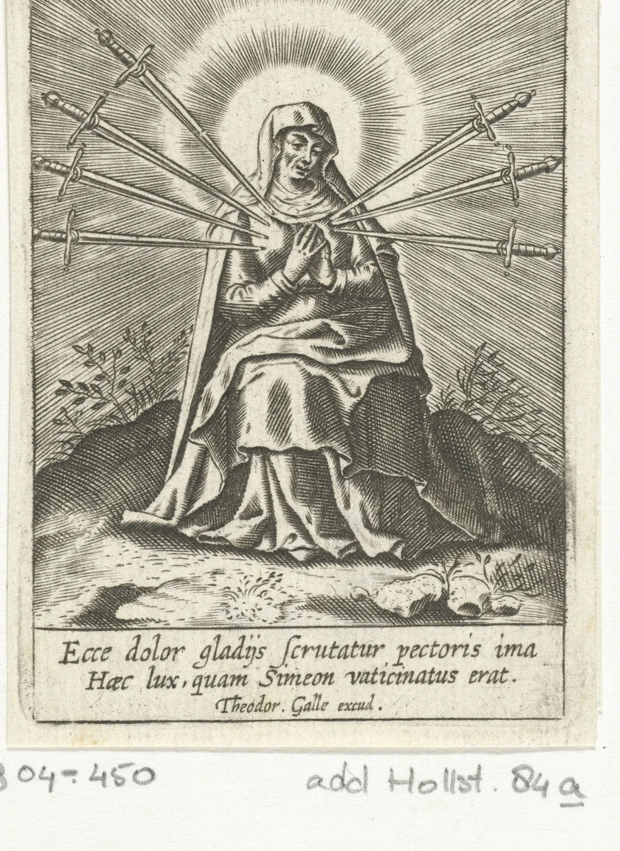 Mater Dolorosa, of Maria van de Zeven Smarten by Unknown, print, 1581-1633