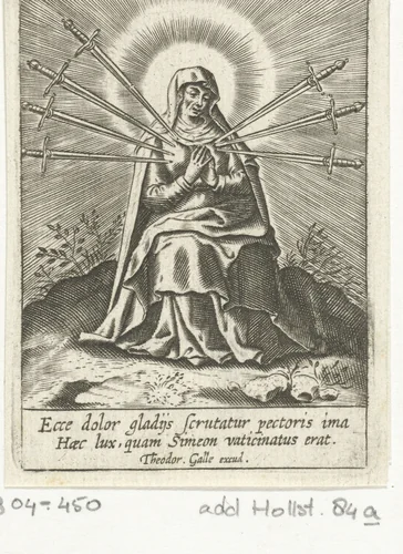 Mater Dolorosa, of Maria van de Zeven Smarten by Unknown, print, 1581-1633