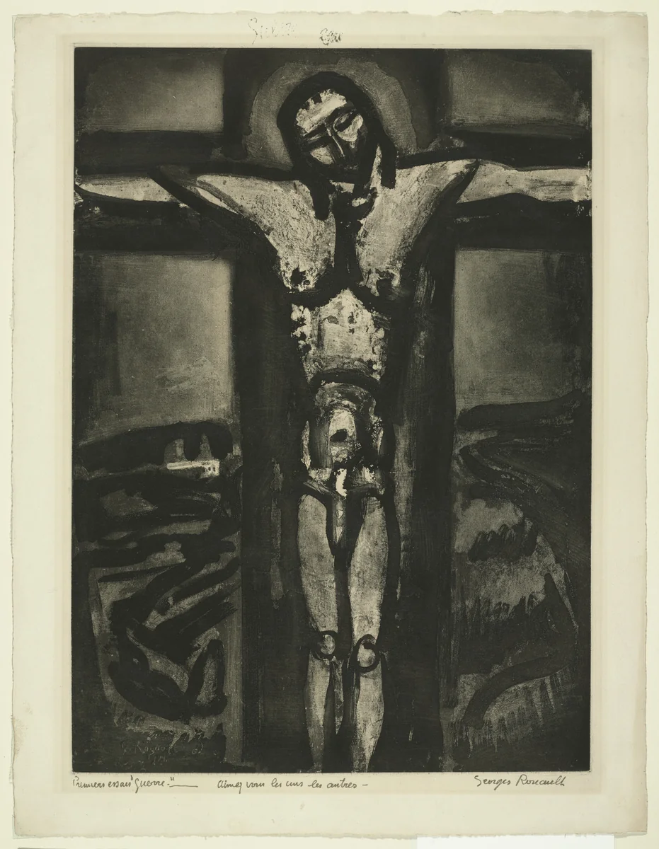 Trial proof for Beneath a Forgotten Crucifix, plate XX from Miserere by Georges Rouault, illustrated book, 1926
