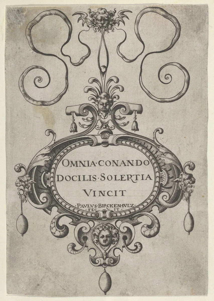 Title Page, from "Omnia Conando Docilis Solertia Vincit" by Paul Birckenhultz, print, 1595-1605