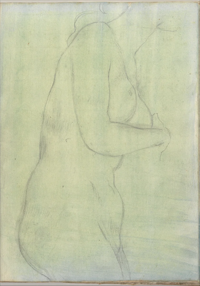 Sketch of a female nude resembling the Medici Venus (Smaller Italian sketchbook, leaf 20 recto) by Joseph Wright, drawing, 1774-1775