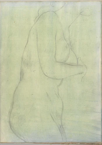 Sketch of a female nude resembling the Medici Venus (Smaller Italian sketchbook, leaf 20 recto) by Joseph Wright, drawing, 1774-1775