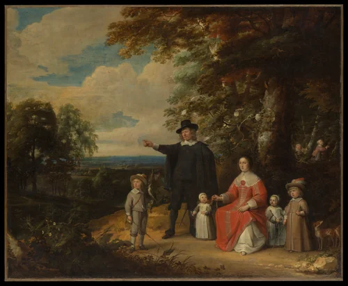 Family Group in a Landscape by Jacques d'Arthois, painting, 1640-1650