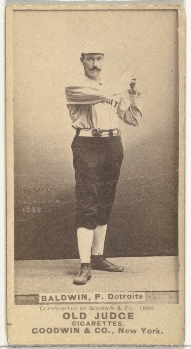 Charles B. "Lady" Baldwin, Pitcher, Detroit Wolverines, from the Old Judge series (N172) for Old Judge Cigarettes by Goodwin & Company, photograph, 1888
