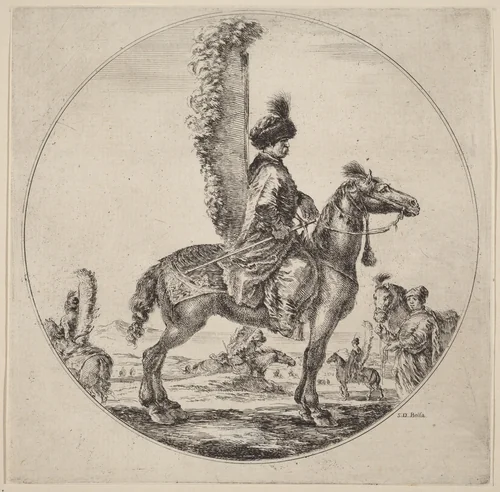 Polish Hussar by Stefano della Bella, print, 1610-1664