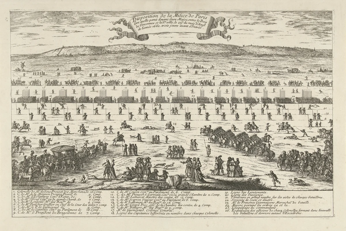 Legerordening van het garnizoen van Parijs, 1660 by Albert Flamen, print, 1660-1662