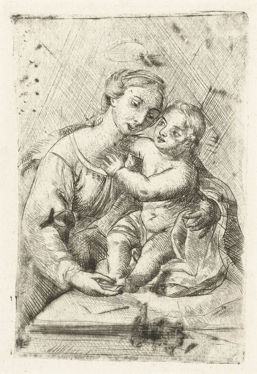 Madonna met kind by Louis Bernard Coclers, print, 1756-1817