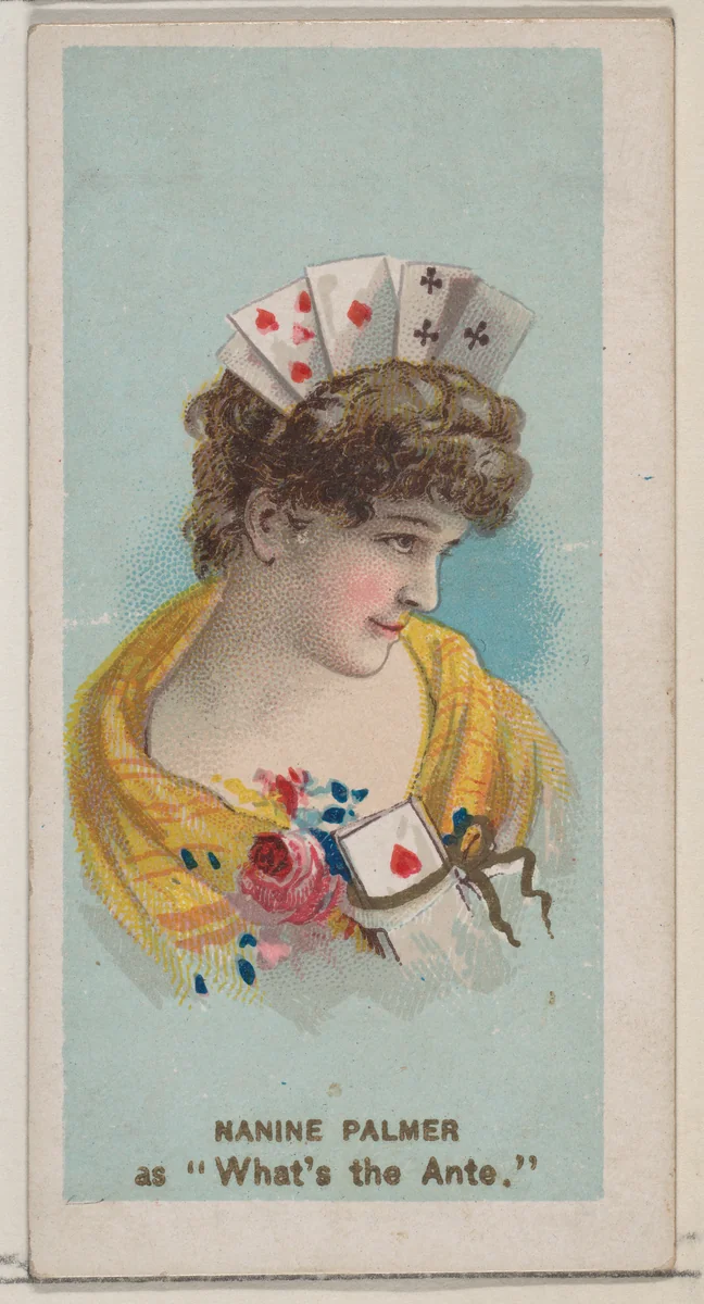 Nanine Palmer as "What's the Ante," from the series Fancy Dress Ball Costumes (N73) for Duke brand cigarettes by W. Duke, Sons & Co., print, 1889
