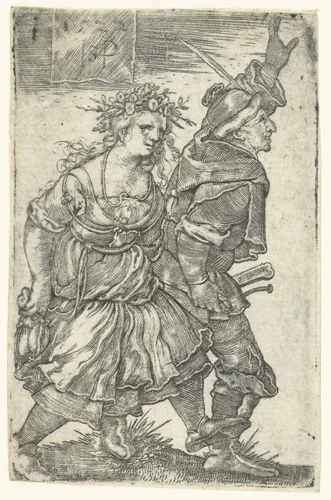 Dansend boerenpaar by Unknown, print, 1522