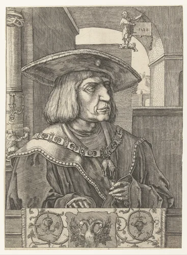 Portret van keizer Maximiliaan I by Unknown, print, 1581-1628