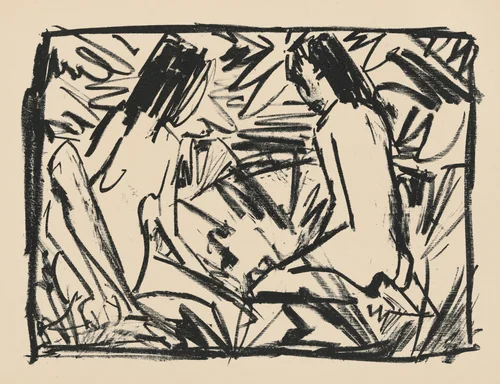 Badende (Bathers) from Deutsche Graphiker der Gegenwart (German Printmakers of Our Time) by Otto Mueller, print, 1920