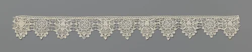 Strook naaldkant met rozet en geometrische vormen by anonymous, other, 1600-1624