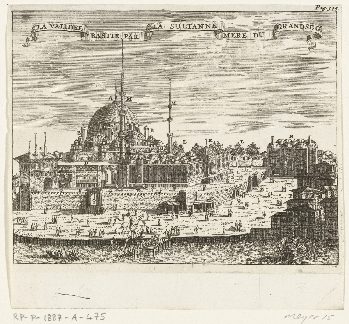Gezicht op de Yeni Cami by Johannes Jacobsz van den Aveele, print, 1681